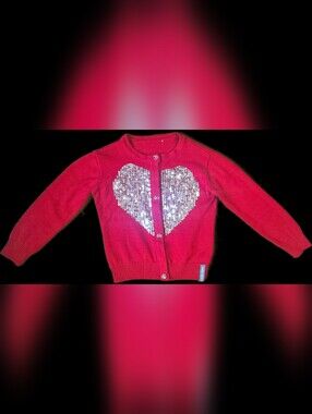 5/6 Miss Ergi Red Sequin Heart Cardigan